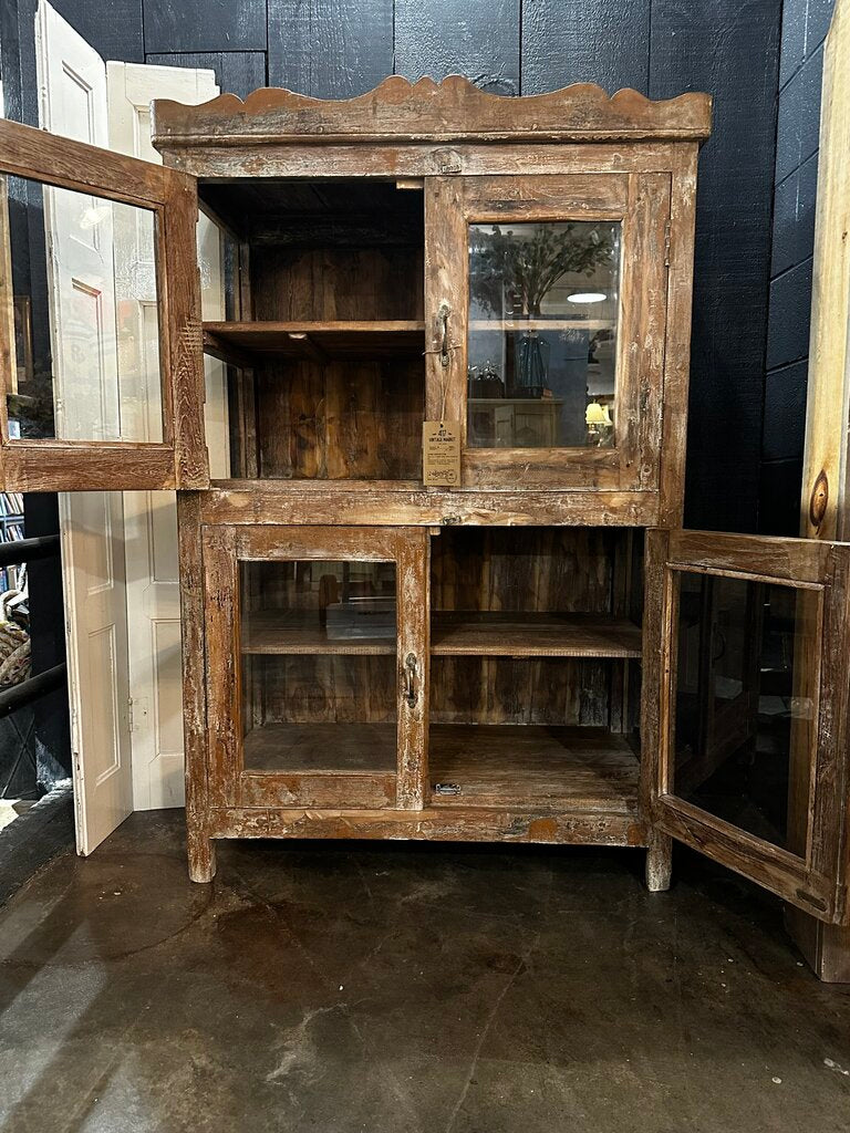 Old Wooden Glass Cabinet