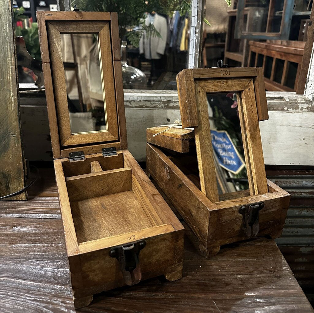 Recycled Wood Barber Mirror Box