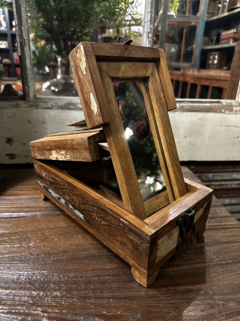 Recycled Wood Barber Mirror Box