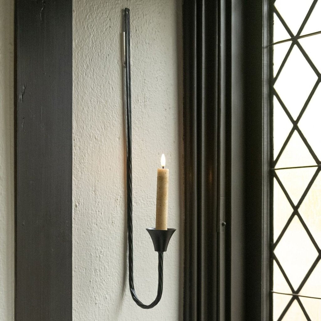 Forged Iron Taper Candle Wall Sconce