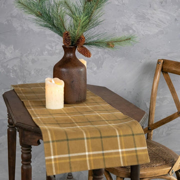 Warm Mustard Plaid Table Runner