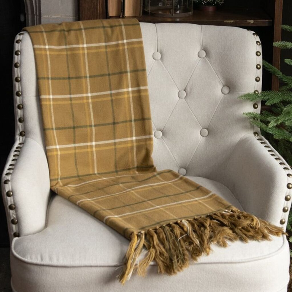 Mustard Plaid Throw
