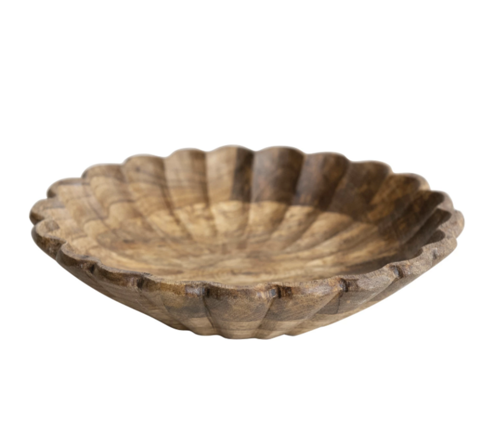 Scalloped Mango Wood Bowl
