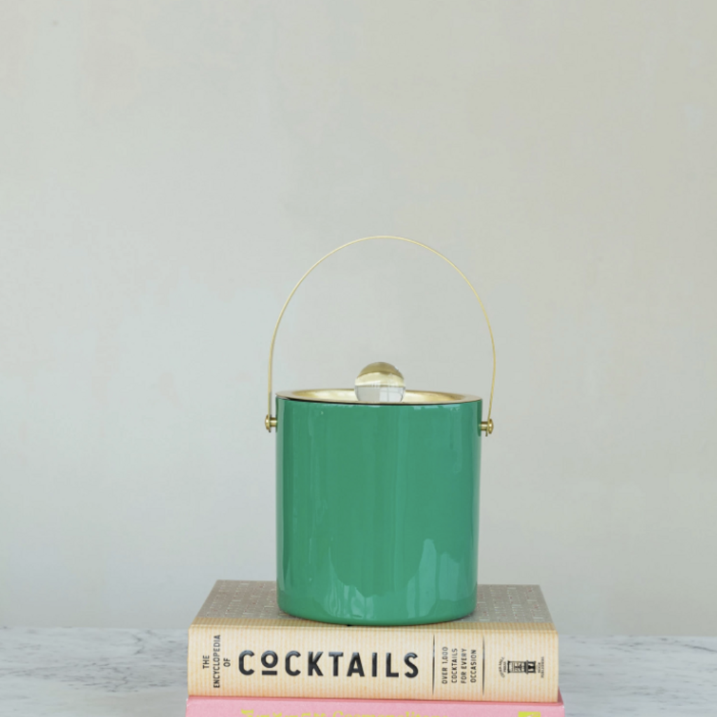 Teal Stainless Steel Ice Bucket w/ Lid