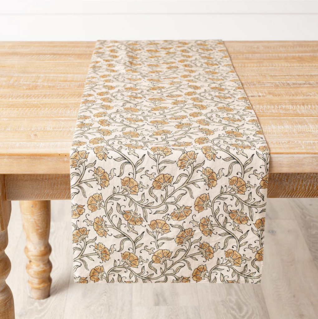 Dandelion Block Print Table Runner