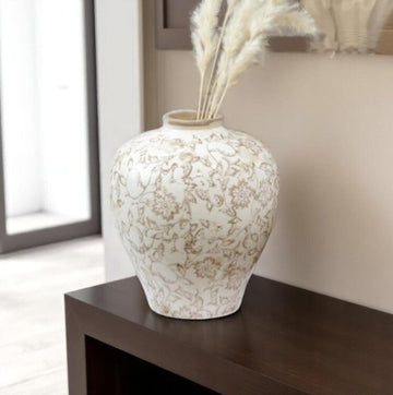 9" Beige Heirloom Plum Vase