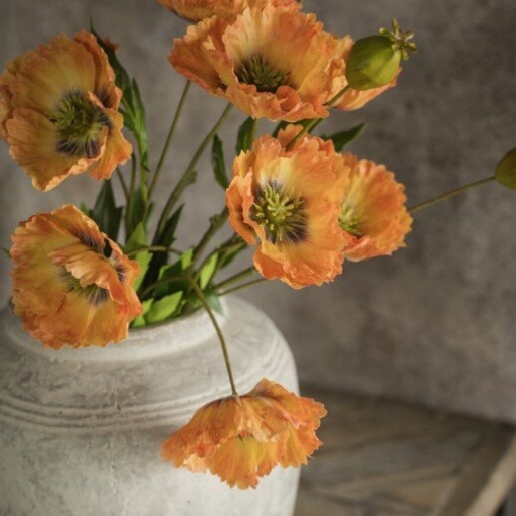 27" Orange Poppy Spray