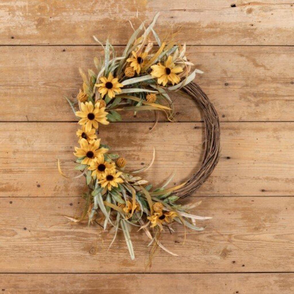 24" Yellow Mixed Black Eyed Susan Wreath