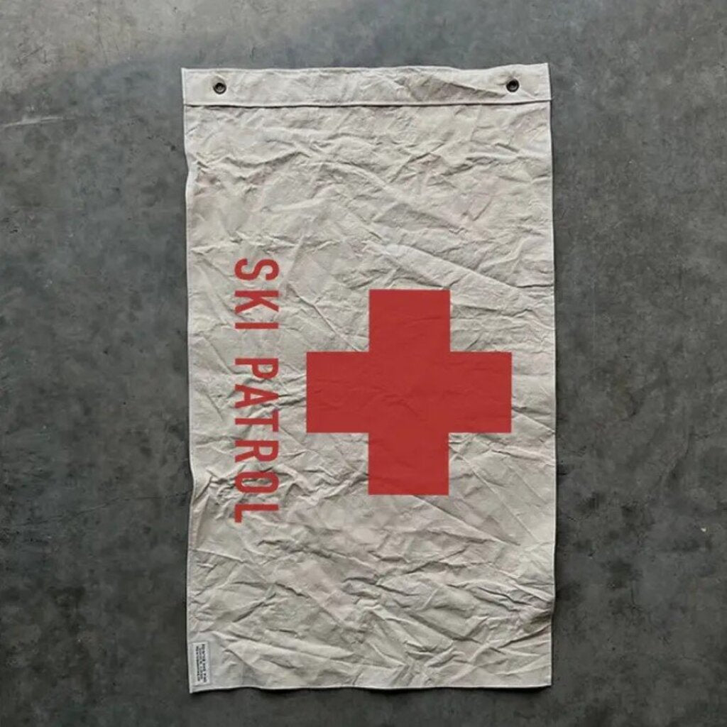 Vintage Inspired Ski Patrol Canvas Flag