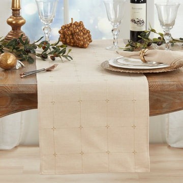Cream Embroidered Table Runner