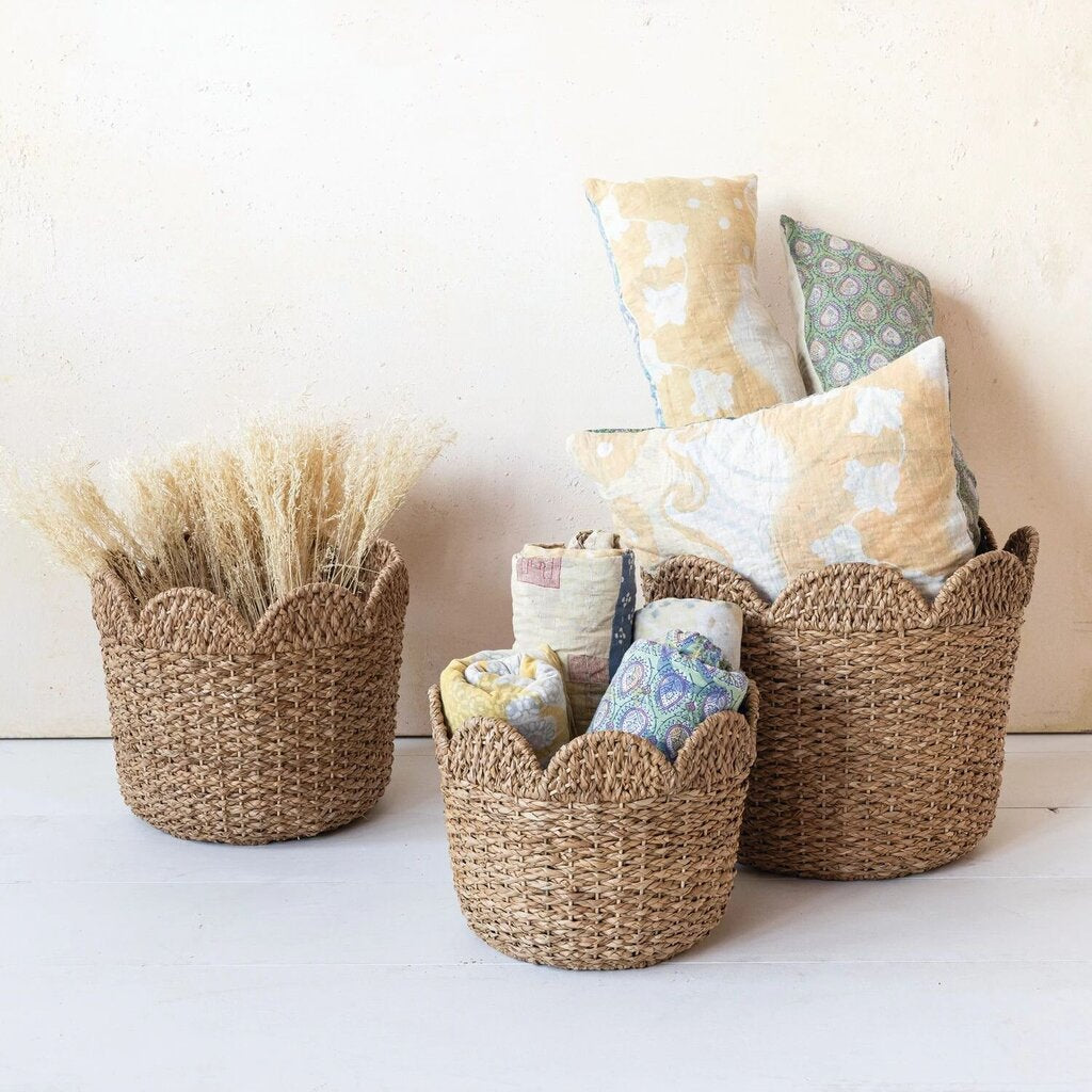 Braided Rattan Basket + Scalloped Edge
