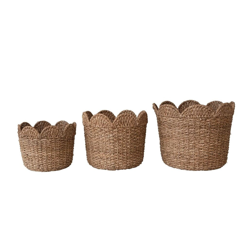 Braided Rattan Basket + Scalloped Edge