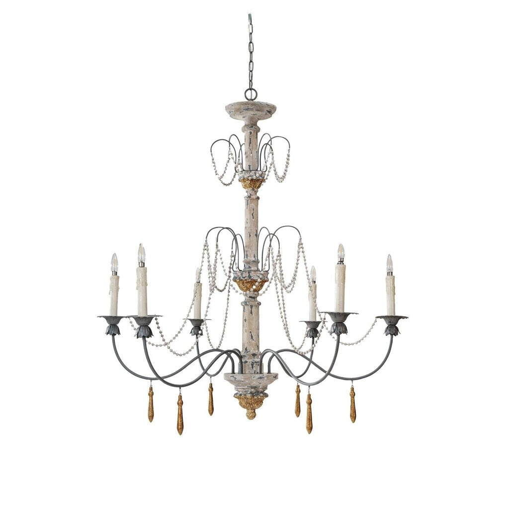 Metal & Resin Chandelier + Wood Beads