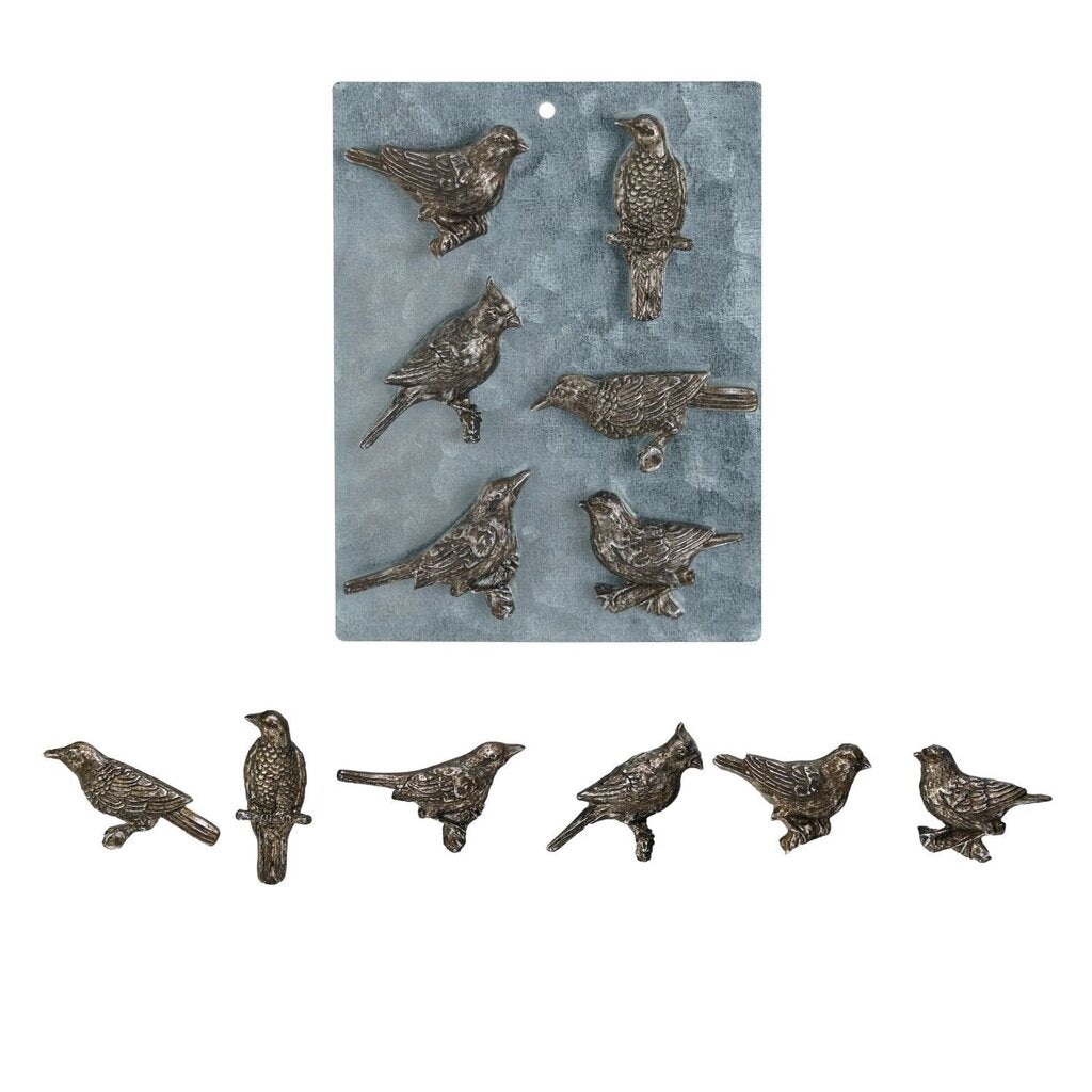 Pewter Bird Magnets On Card