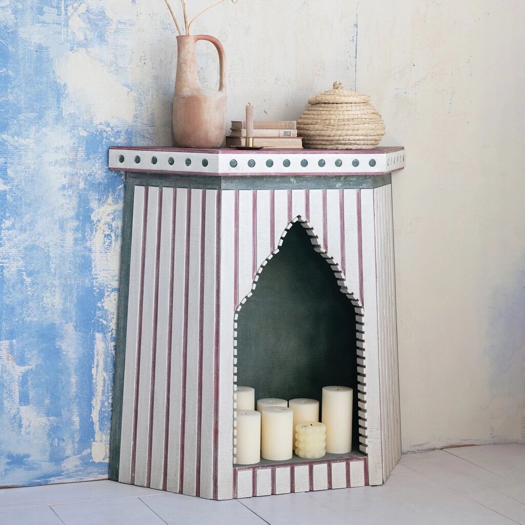 Red & Green Painted Fireplace Mantel
