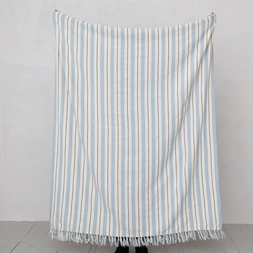 Baby Blue Stripe Cotton Throw