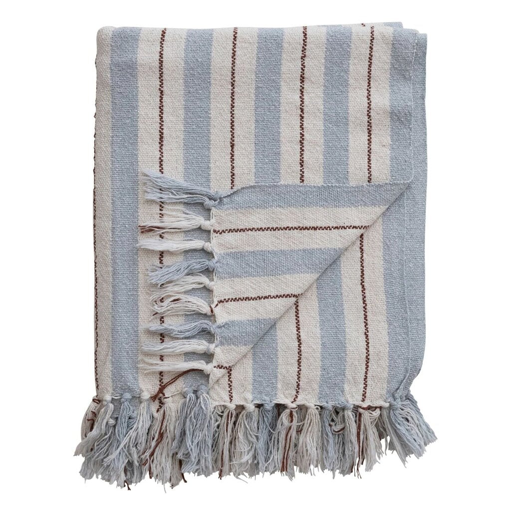 Baby Blue Stripe Cotton Throw