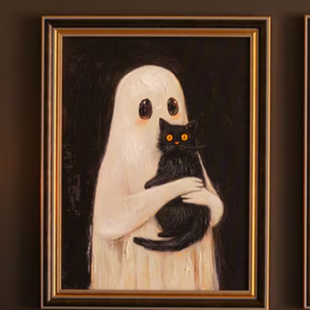 Ghost w/ Black Cat Painting