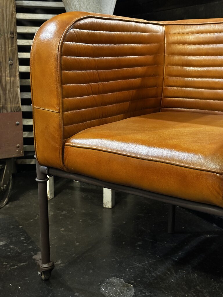 Beautiful Iron + Leather Chair w/ Wheels