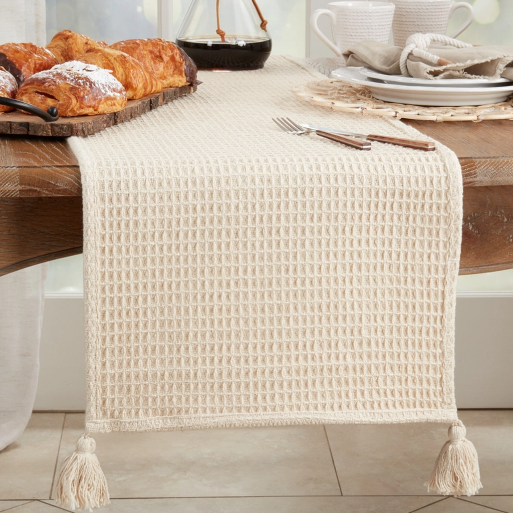 Ivory Waffle Weave Table Runner