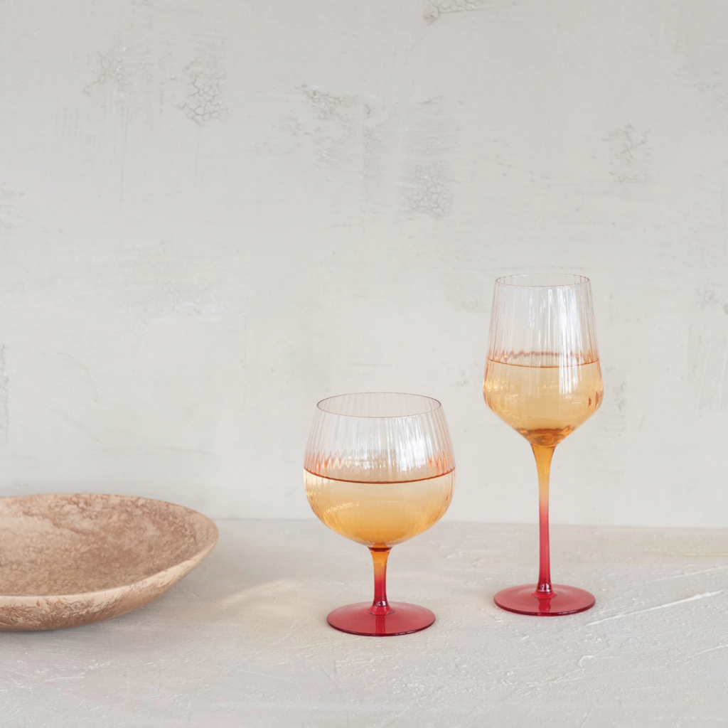 Ombre Stemmed Fluted Glass