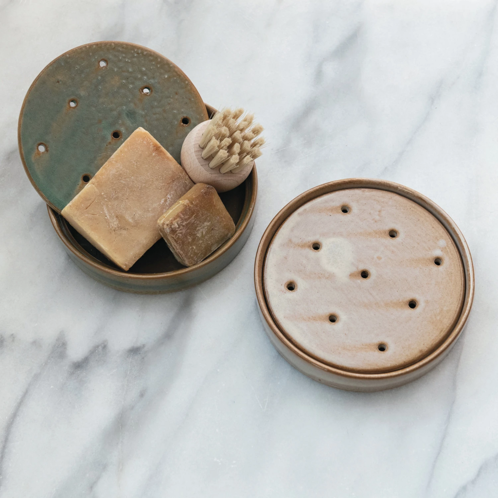 Stoneware Soap Dish + Removable Tray