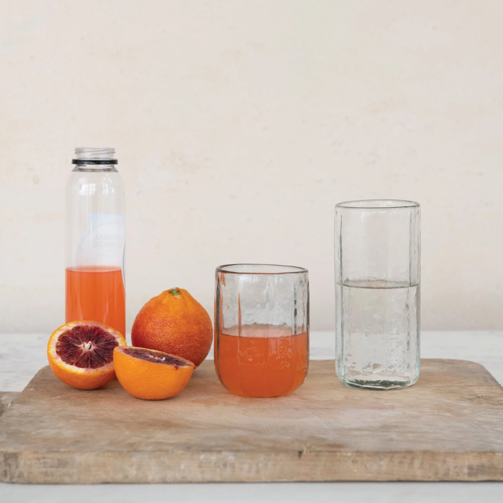 Hand-Blown Hammered Drinking Glass