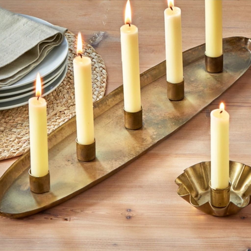 Oval Brass 5 Taper Candle Holder