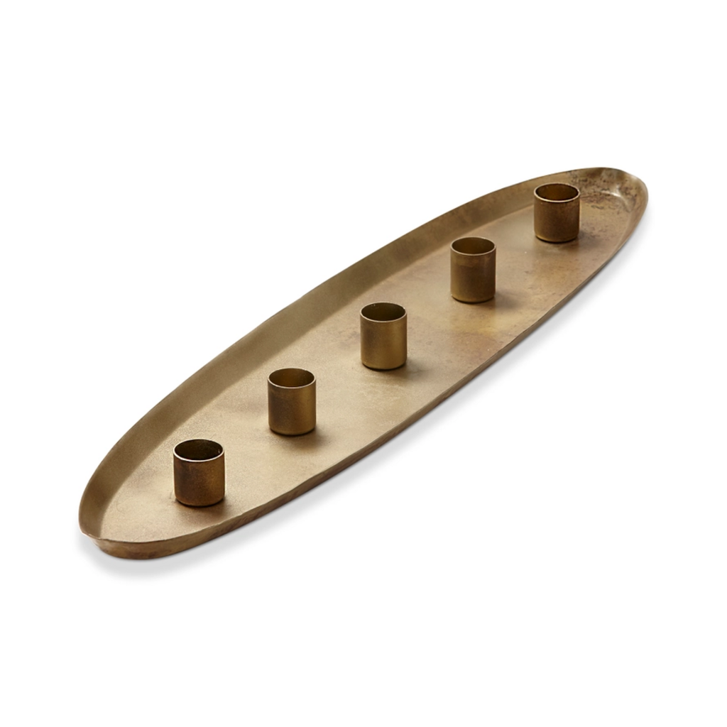 Oval Brass 5 Taper Candle Holder