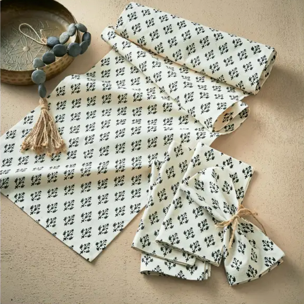 Block Black & White Print Table Runner