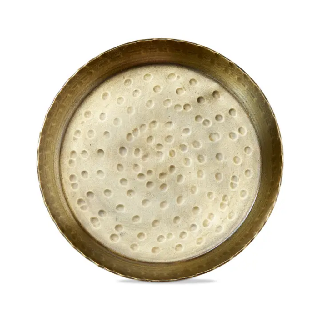 Round Pillar Candle Plate- Antique Brass