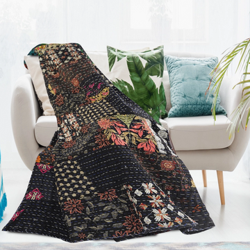 Dark Night Kantha Throw
