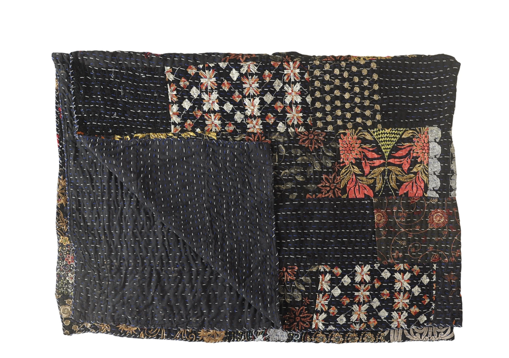 Dark Night Kantha Throw