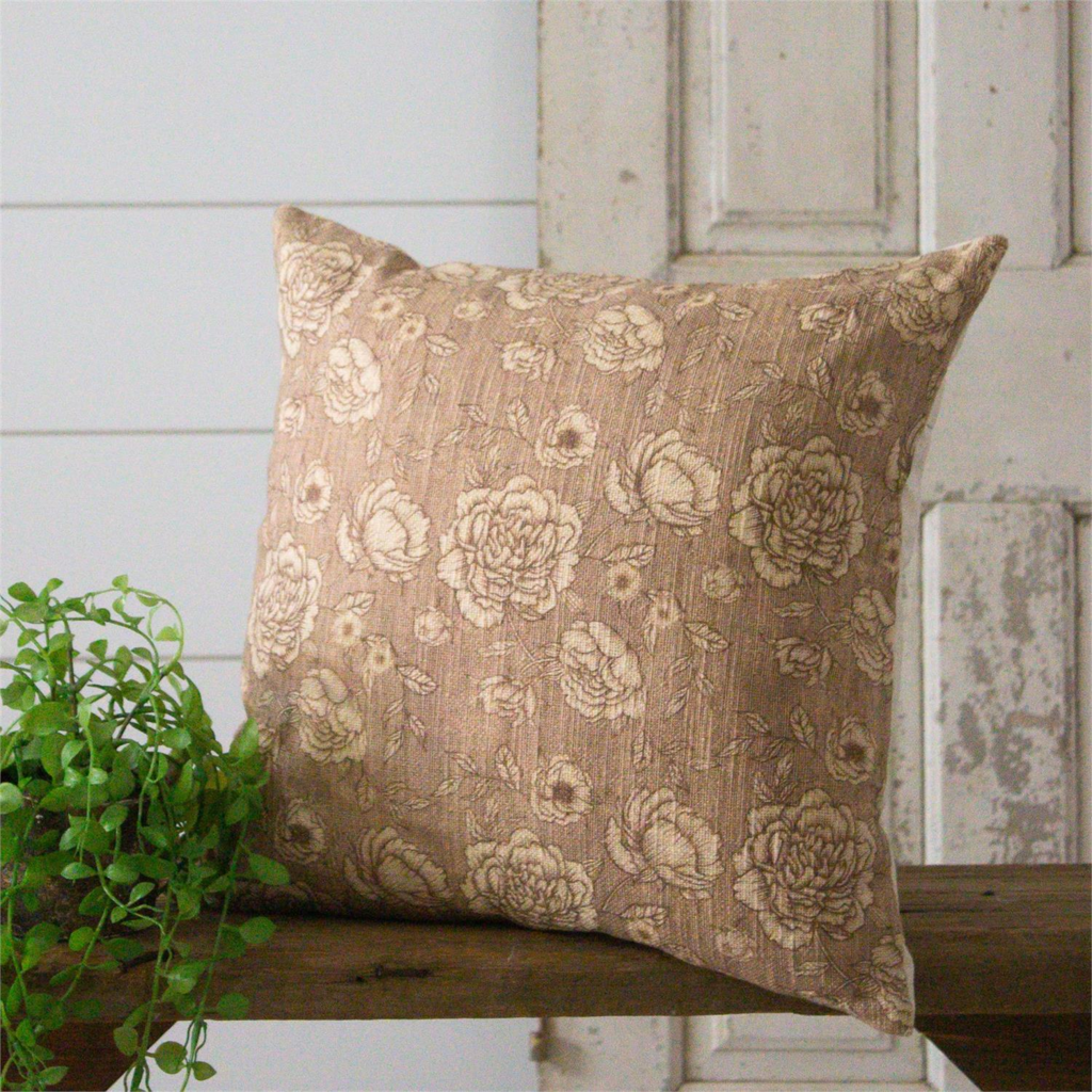 Sepia Floral Pattern Pillow