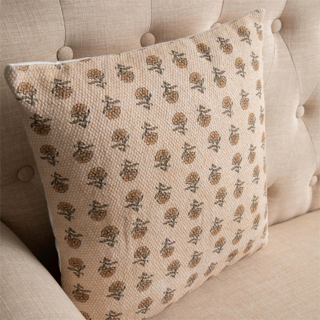 Mustard Floral Block Pillow