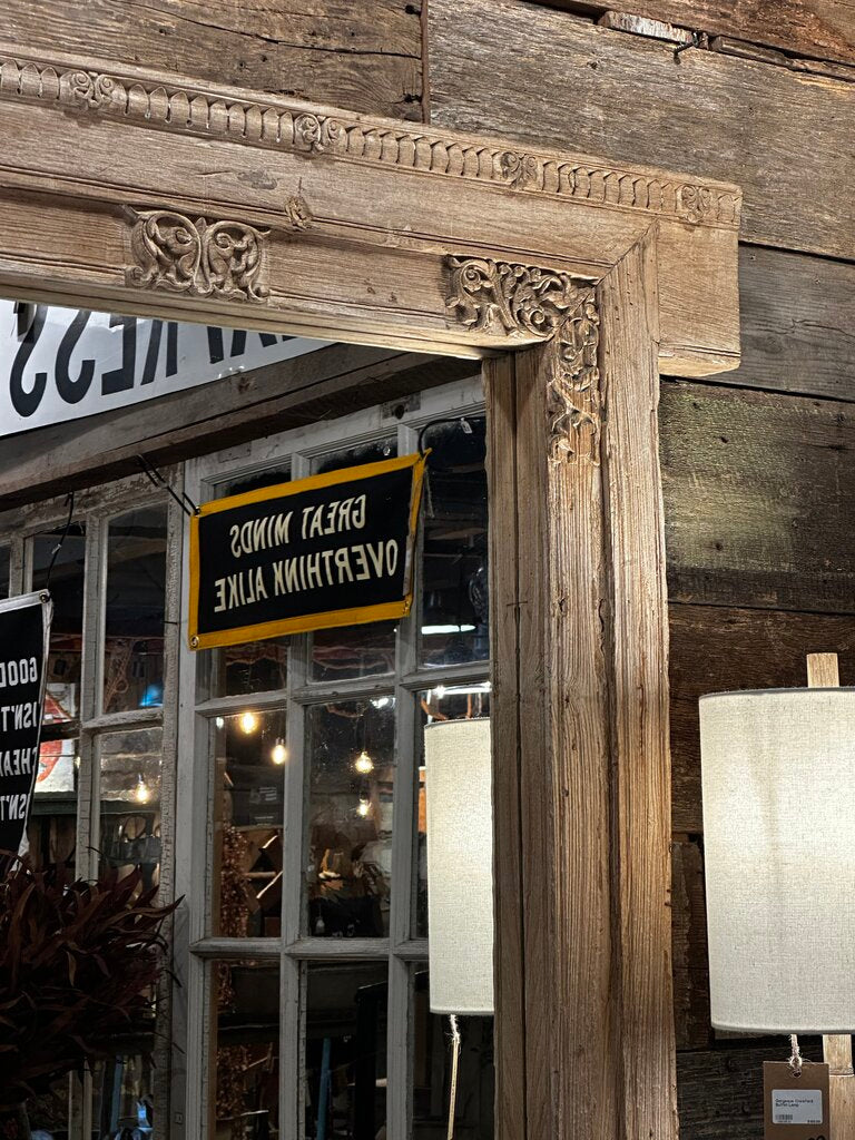 Carved Light Wood Reclaimed Mirror