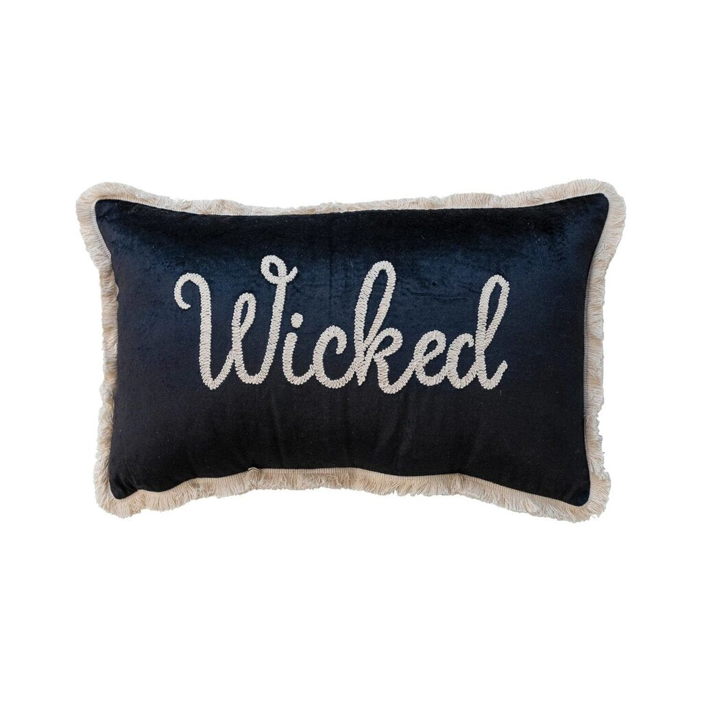 "Wicked" Black Velvet Lumbar Pillow