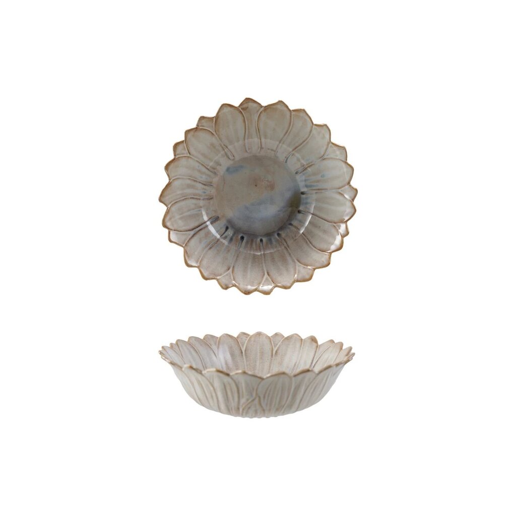 White & Blue Flower Stoneware Bowl
