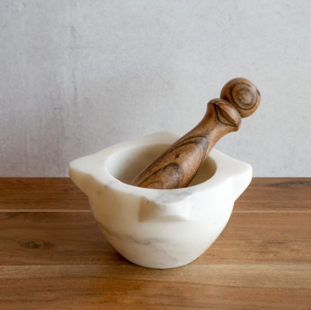 Marble Mortar + Wood Pestle