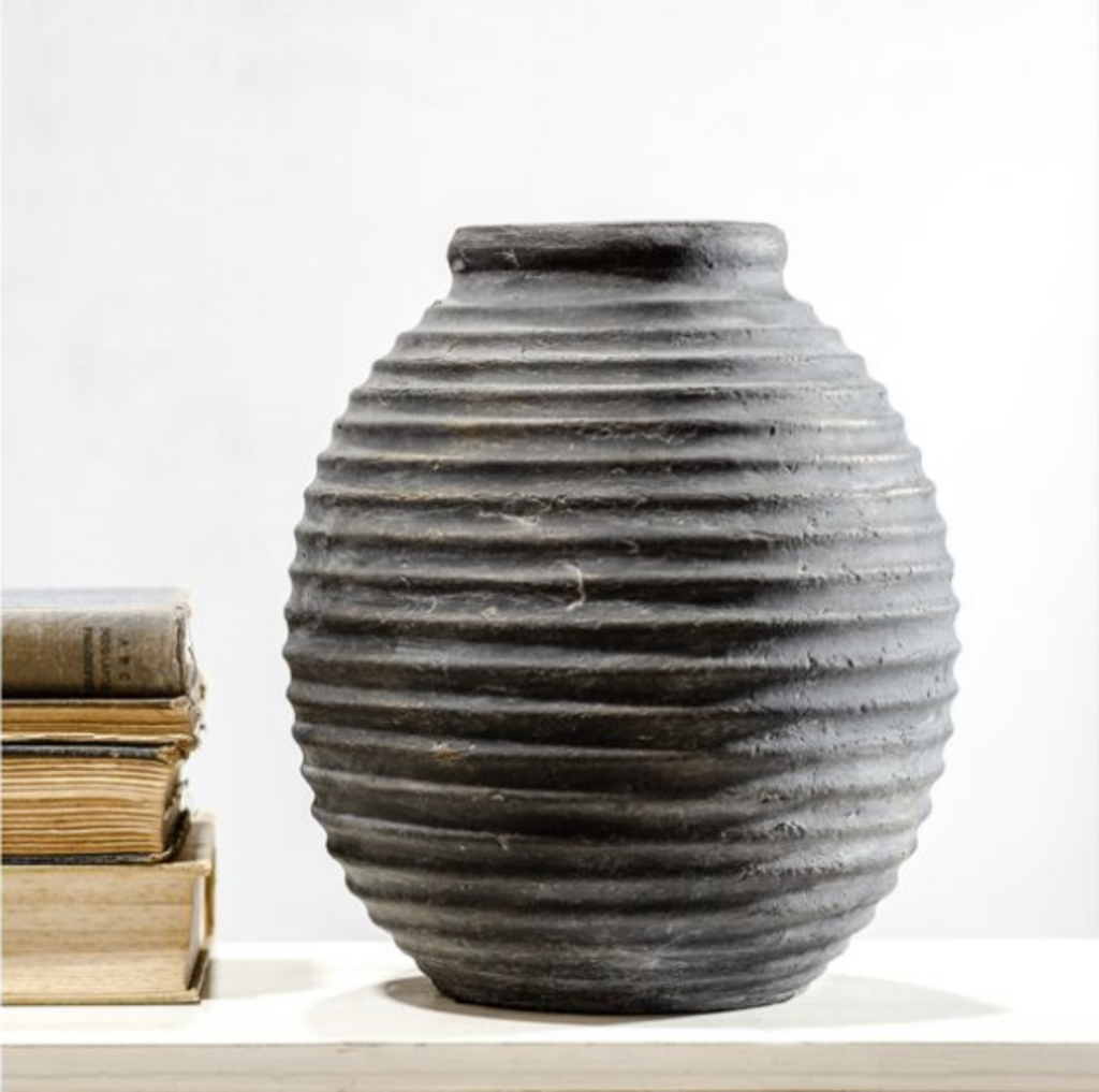 Black Terracotta Lined Vase - 10.5"