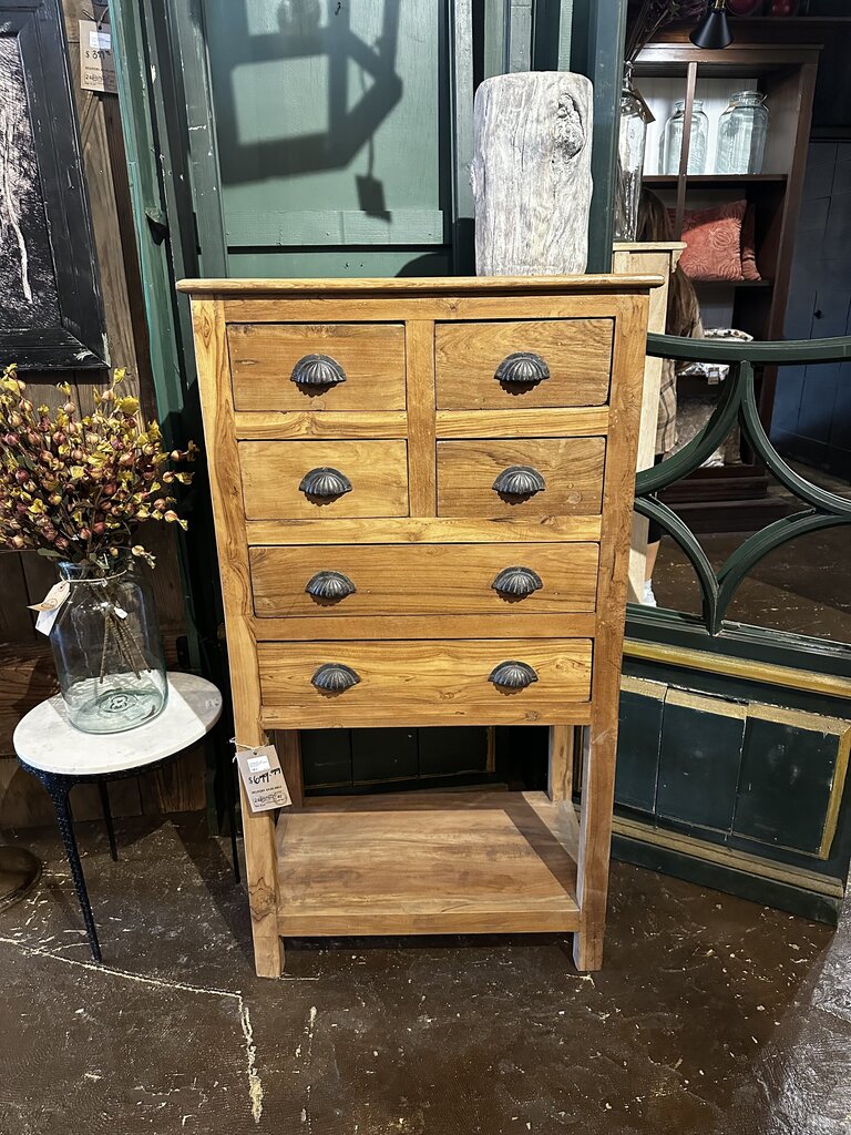 Old Teak Wood 6 Drawer Cabinet