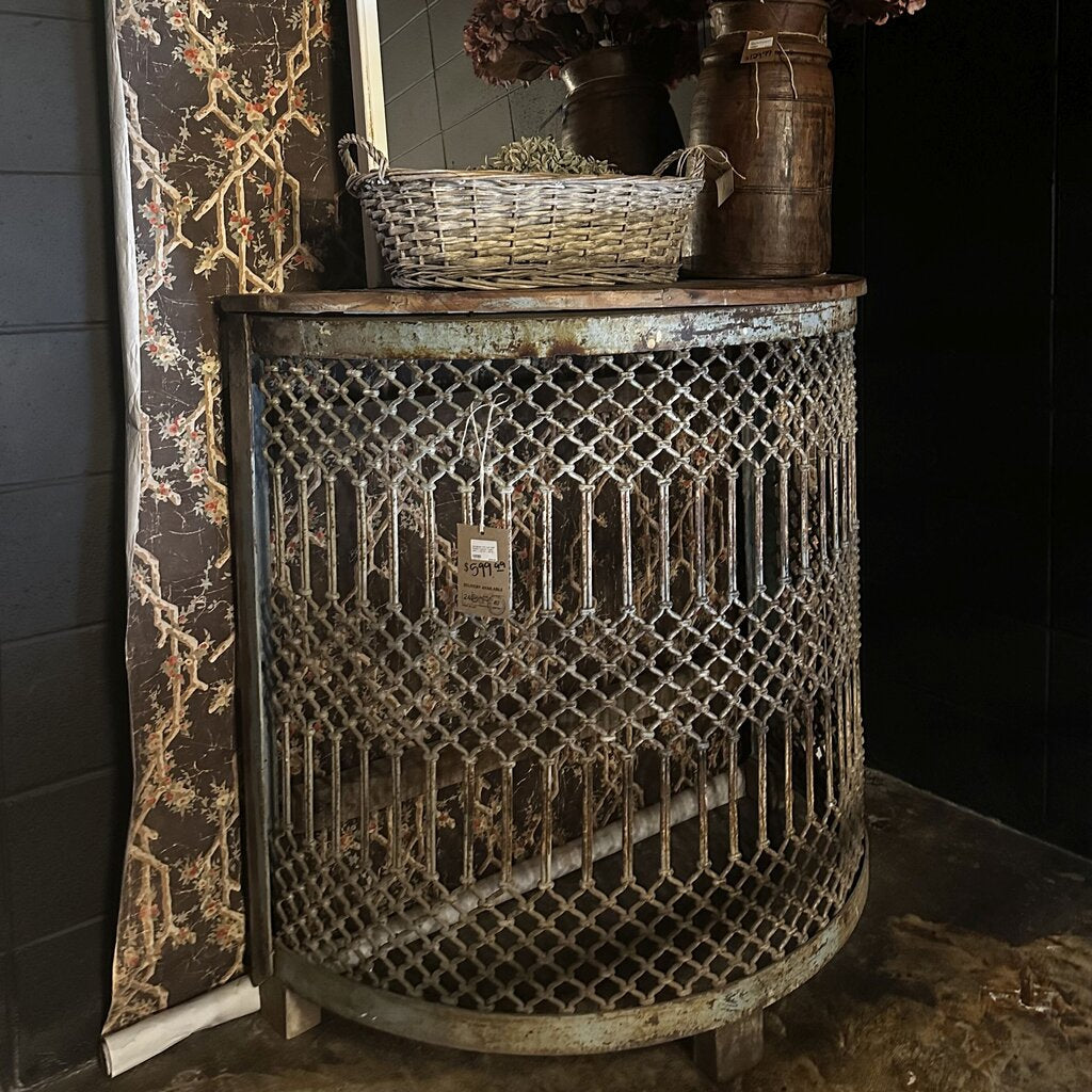 Old Iron Half Round Console Table