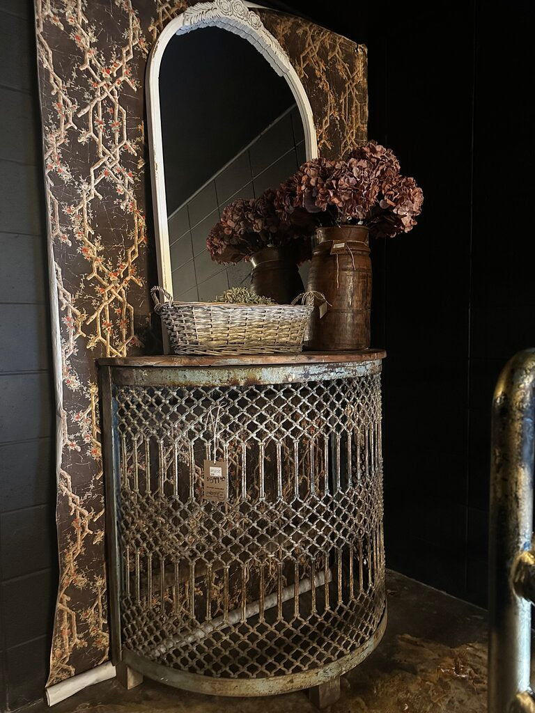 Old Iron Half Round Console Table