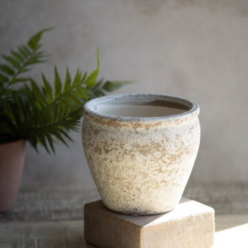 White Washed Ceramic Planter