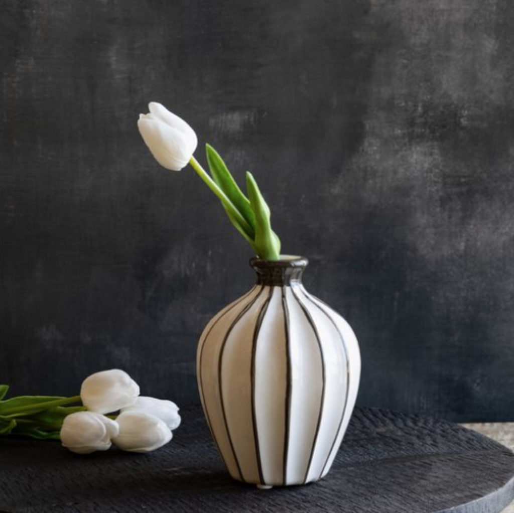 Stripe Brown & White Vase