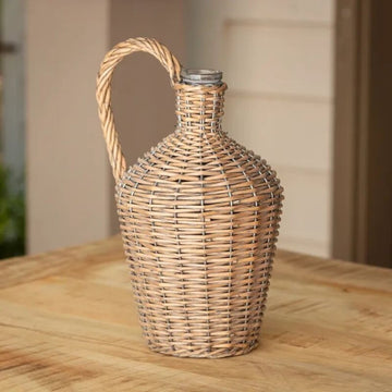 Lovely Long Handle Willow Covered Wine Bottle