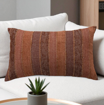 Woven Striped Browns Lumbar Pillow