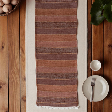 Woven Striped Browns Table Runner