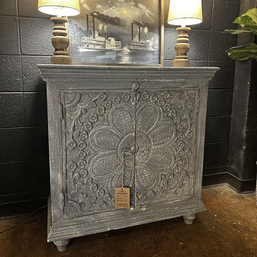 Floral Carved Wooden 2 Door Cabinet