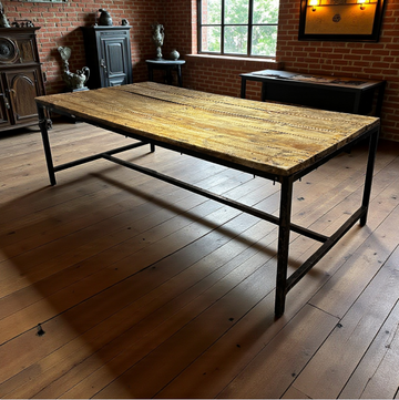 Teak Work Table w/ Iron Base